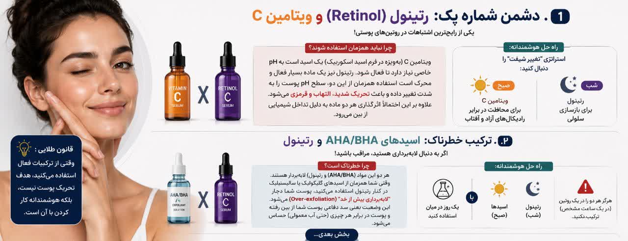 تداخل مواد در روتین پوستی؛ چه ترکیباتی پوست شما را می‌سوزانند؟